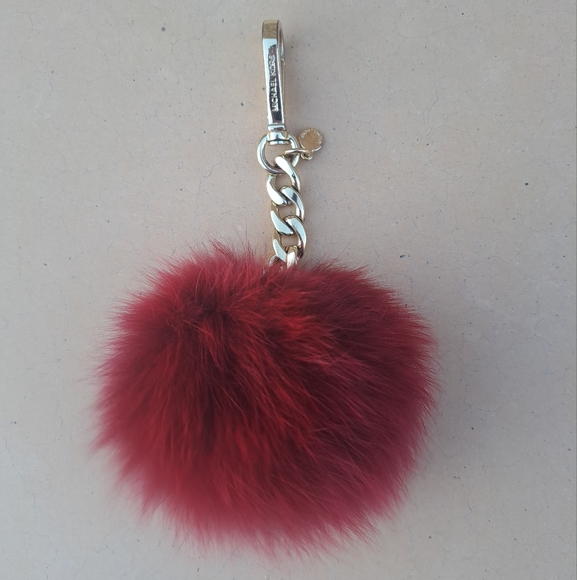 MICHAEL KORS Bag Charm, Keychain, Pom Pom, Fox Fur - Picture 1 of 7
